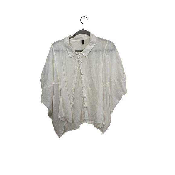 Inizio Women's White 100% Linen made in Italy Button Up Cropped Top Size Small - Picture 2 of 10